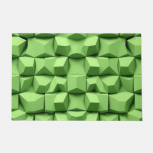 Felpudo Patrón de cubo geométrico 3D en verde salvia