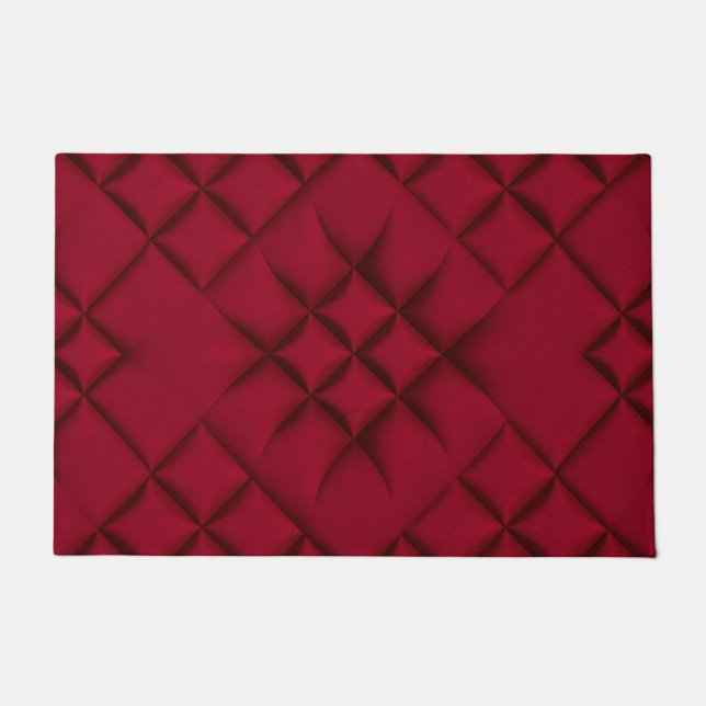 Felpudo Patrón de Cuero Acolchado Rojo Intenso (Anverso)