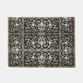 Felpudo Patrón de desplazamiento de sepia y negro