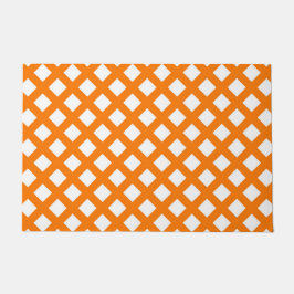 Felpudo Patrón de diamante de cuadros naranja blanco