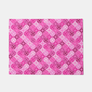 Felpudo Patrón de diamante de filigrana rosa