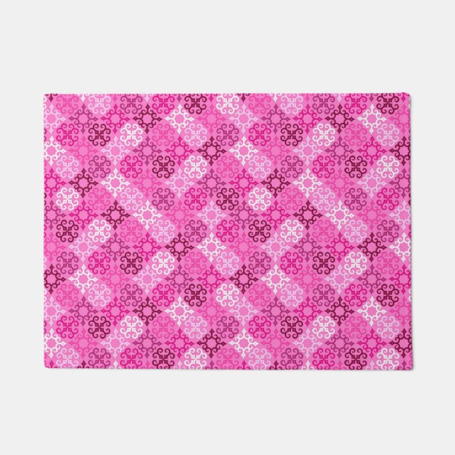 Felpudo Patrón de diamante de filigrana rosa (Anverso)
