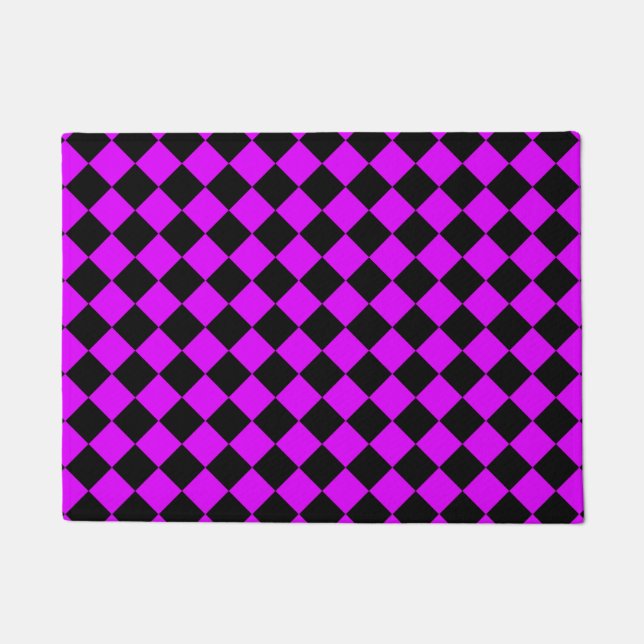 Felpudo Patrón de diamante negro morado (Anverso)