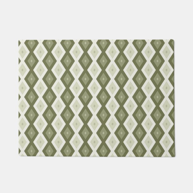 Felpudo Patrón de diamante verde oliva (Anverso)