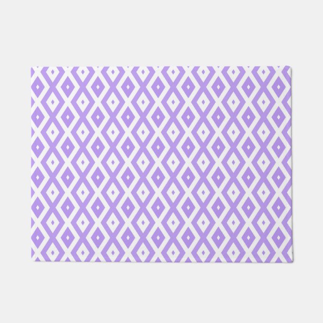 Felpudo Patrón de diamantes morado y blanco (Anverso)