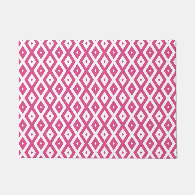 Felpudo Patrón de diamantes rosa y blanco (Anverso)