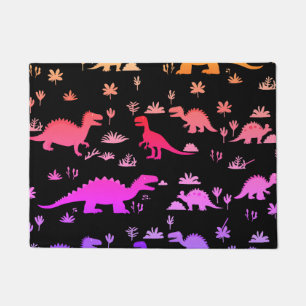 Felpudo Patrón de dinosaurios coloridos