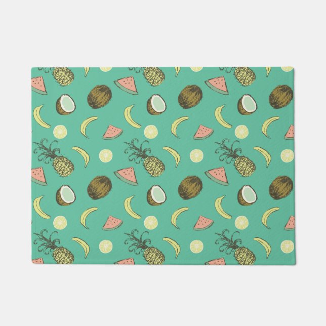 Felpudo Patrón de doodle de frutas tropicales (Anverso)