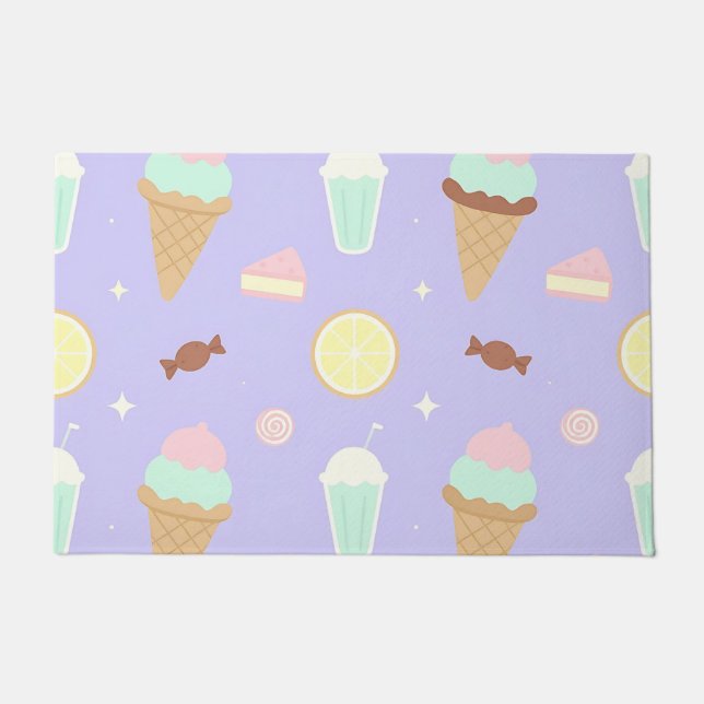 Felpudo Patrón de dulces de helado Kawaii (Anverso)