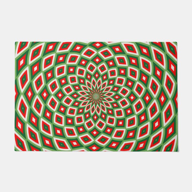 Felpudo Patrón de efecto de cúpula verde, estrella blanca  (Anverso)