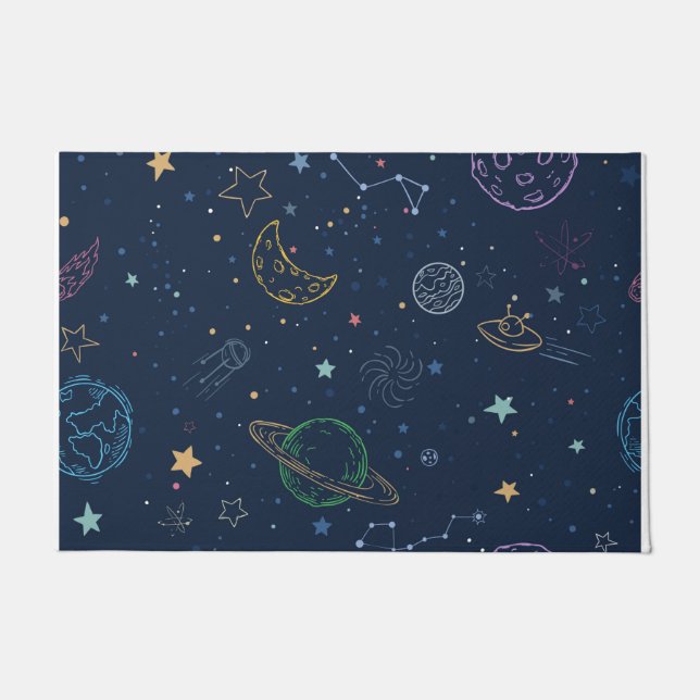 Felpudo Patrón de elementos del espacio ultraterrestre (Anverso)