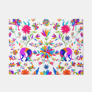 Felpudo Patrón de estilo Otomi con Weimaraners, conejos y