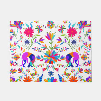 Felpudo Patrón de estilo Otomi con Weimaraners, conejos y