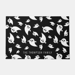 Felpudo Patrón de fantasma en blanco y negro con nombre Ha