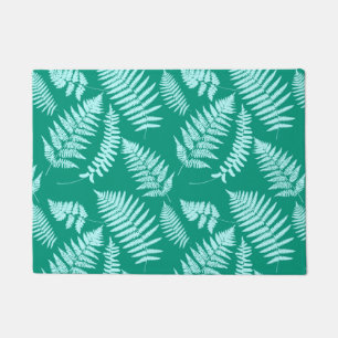Felpudo Patrón de Fern de Woodland, Turquesa y Aqua