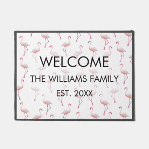 Felpudo Patrón de flamenco de verano acuático