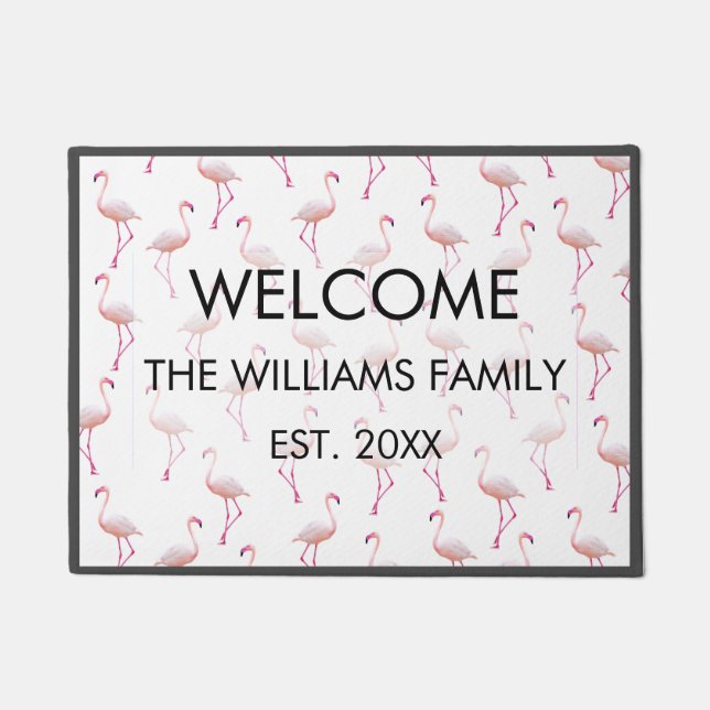 Felpudo Patrón de flamenco de verano acuático (Anverso)