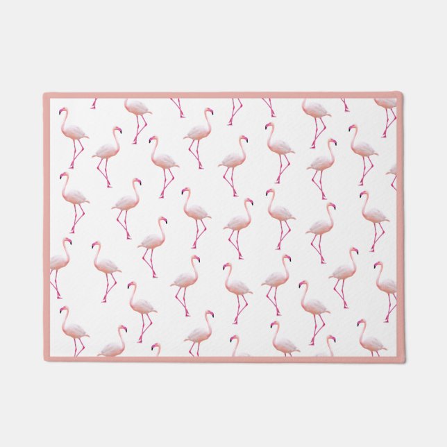 Felpudo Patrón de flamenco de verano acuático (Anverso)