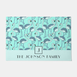 Felpudo Patrón de flamenco monograma moderno