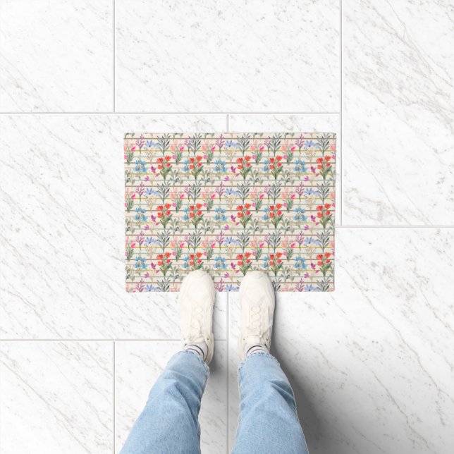 Felpudo Patrón de flor acuático moderno (Interior)