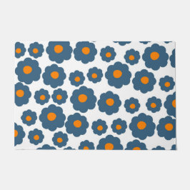 Felpudo Patrón de flor hippie del Naranja azul preppy