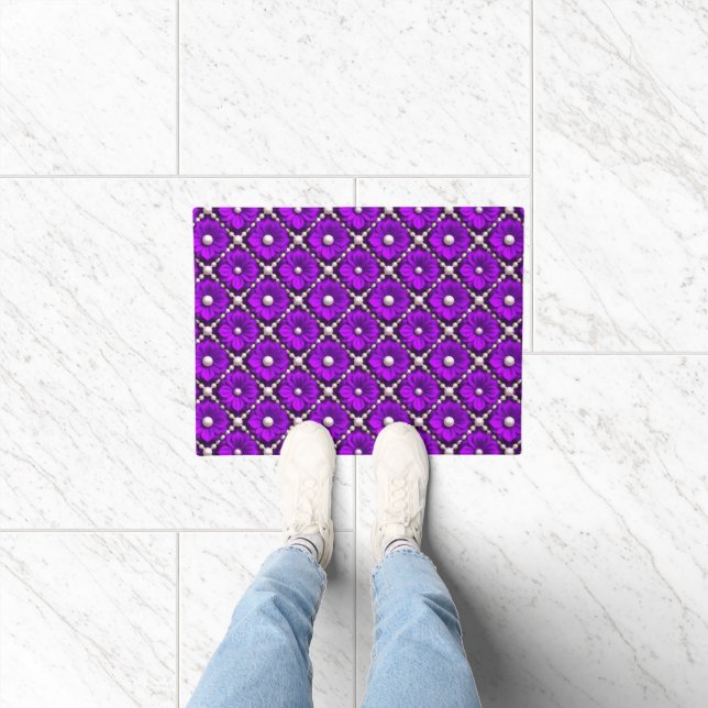 Felpudo Patrón de Flor Púrpura con Perlas (Interior)