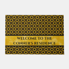 Felpudo Patrón de flores amarillas y negras