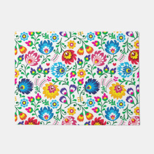 Felpudo Patrón de flores de arte folclórico 2