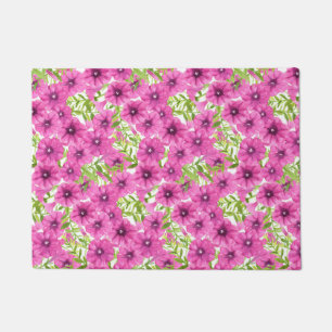 Felpudo Patrón de flores de petunia color de agua rosa