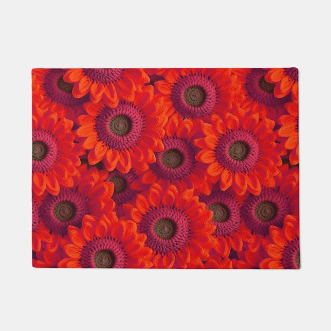 Felpudo patrón de flores rojas bonito (Anverso)