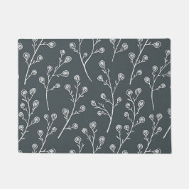 Felpudo Patrón de flores silvestres blancas