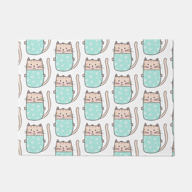 Felpudo Patrón de gato divertido (Anverso)