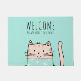 Felpudo Patrón de gato divertido personalizado de bienveni