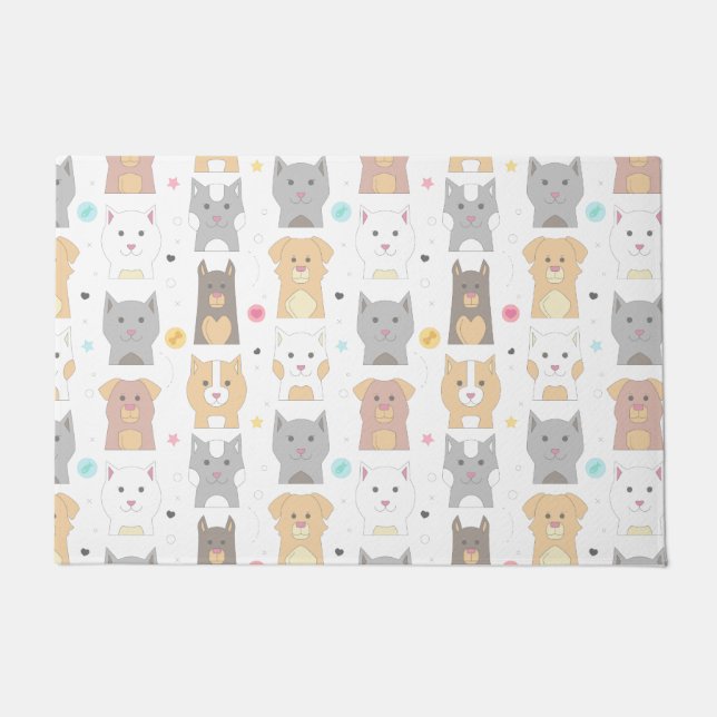 Felpudo Patrón de gato y perro (Anverso)