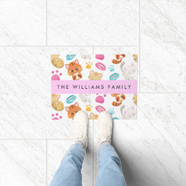 Felpudo Patrón De Gatos, Gatos Cutos, Kitty, Paws, Tu Nomb