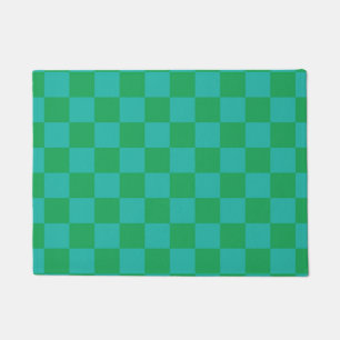 Felpudo Patrón de Gingham de Green Blue Checkered