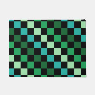 Felpudo Patrón de Gingham de Green Blue Checkered