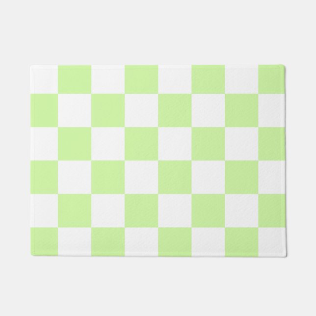 Felpudo Patrón de Gingham de Pastel Verde (Anverso)