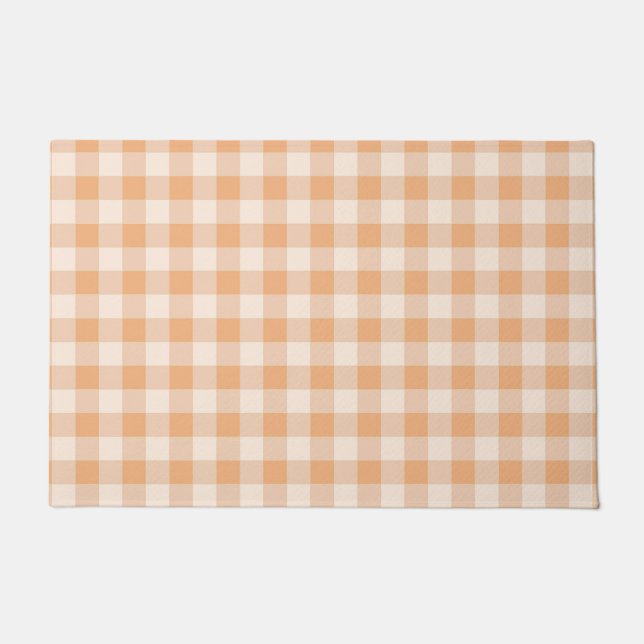 Felpudo Patrón de Gingham de Peach White Checkered (Anverso)