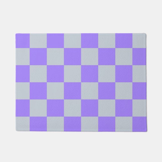 Felpudo Patrón de Gingham de Purple Checkered (Anverso)