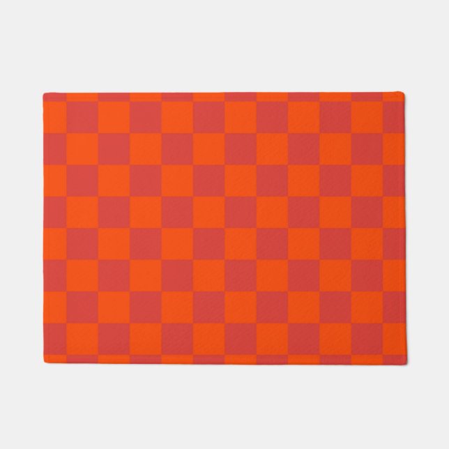 Felpudo Patrón de Gingham de Red Checkered naranja (Anverso)