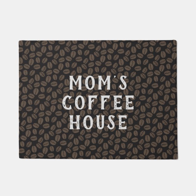 Felpudo Patrón de habas de café | Café personalizado (Anverso)