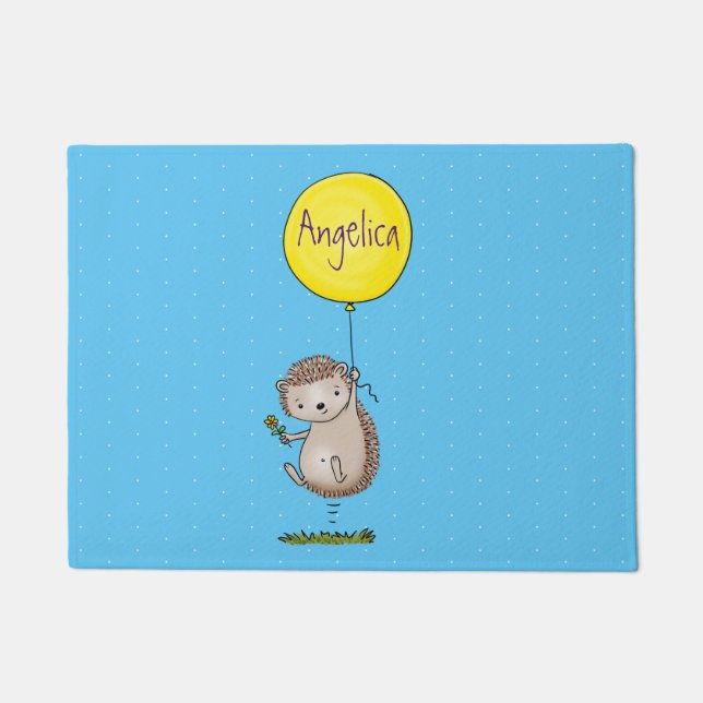 Felpudo Patrón de hedgehog y personalizado de globos (Anverso)