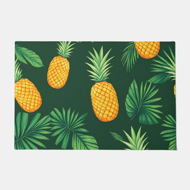Felpudo Patrón de Hojas de Piña Tropical (Anverso)