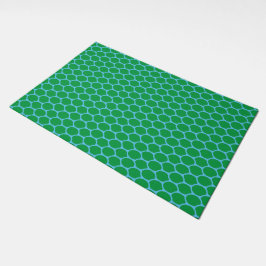 Felpudo Patrón de Honeycomb geométrico verde de joyas de b