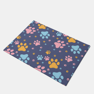 Felpudo Patrón de huellas de patas de animales coloridos