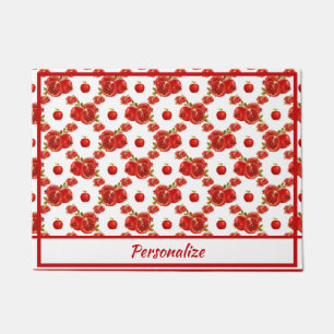 Felpudo Patrón de huerto de frutas rojas de granada retro