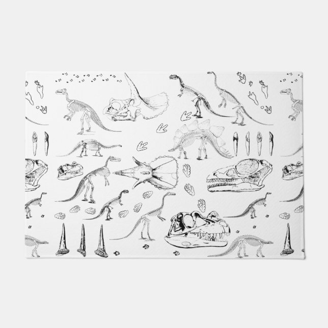 Felpudo Patrón de huesos fósiles de dinosaurios (Anverso)