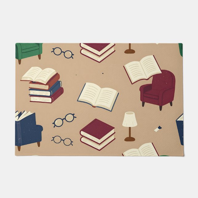 Felpudo Patrón de libros de rincón de lectura acogedor (Anverso)
