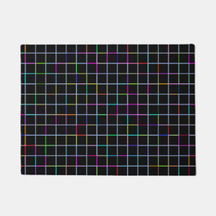 Felpudo Patrón de líneas cuadradas multicolores